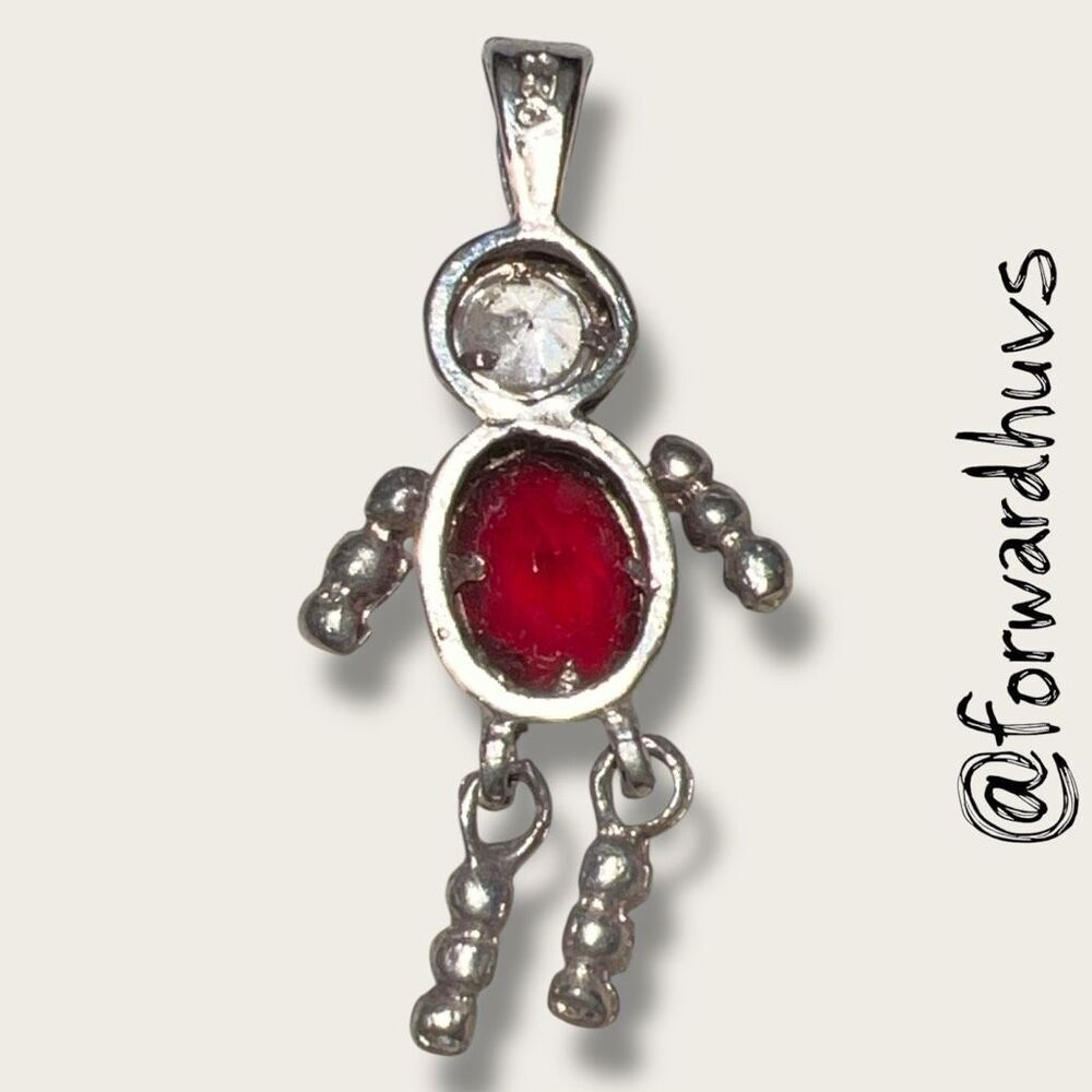Kidstone Kollectable Jewelry Sterling Silver Pendant – Red & Clear CZ